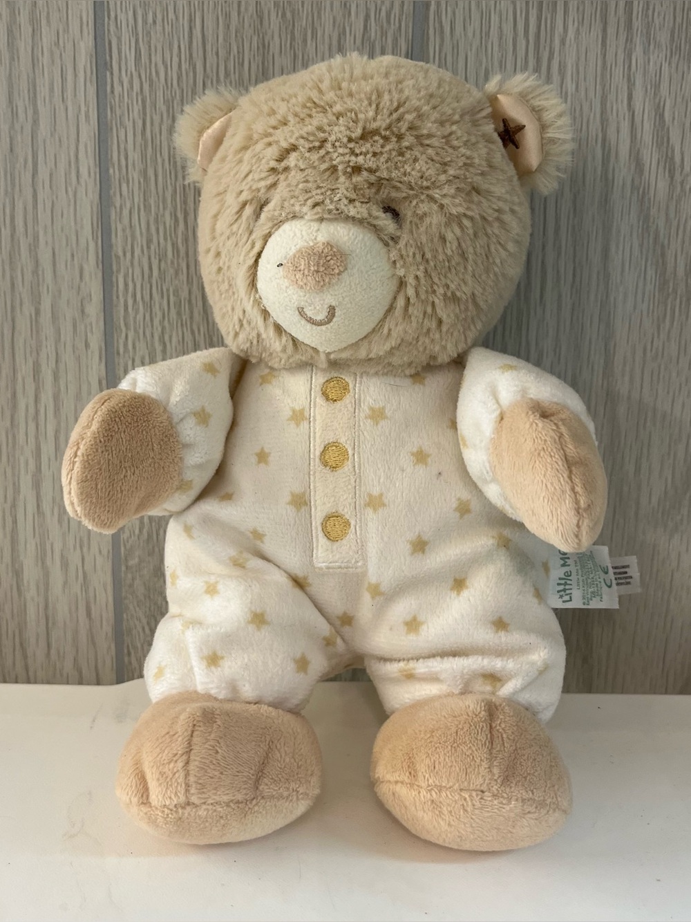Little Me Brown Teddy Bear Plush 10” Cream Gold Stars Security Lovey